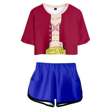 Anime One Piece Luffy Uniforme deportivo Top shorts conjuntos de dos piezas mujer Cosplay Disfraz Halloween